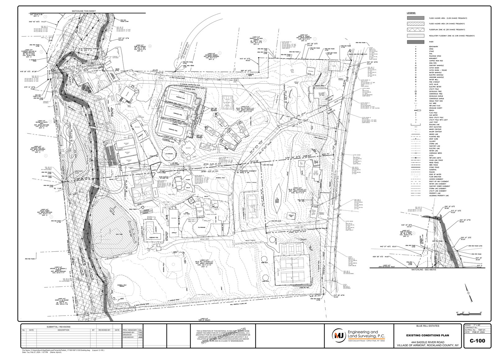 Blue Rill existing conditions, sheet C-100