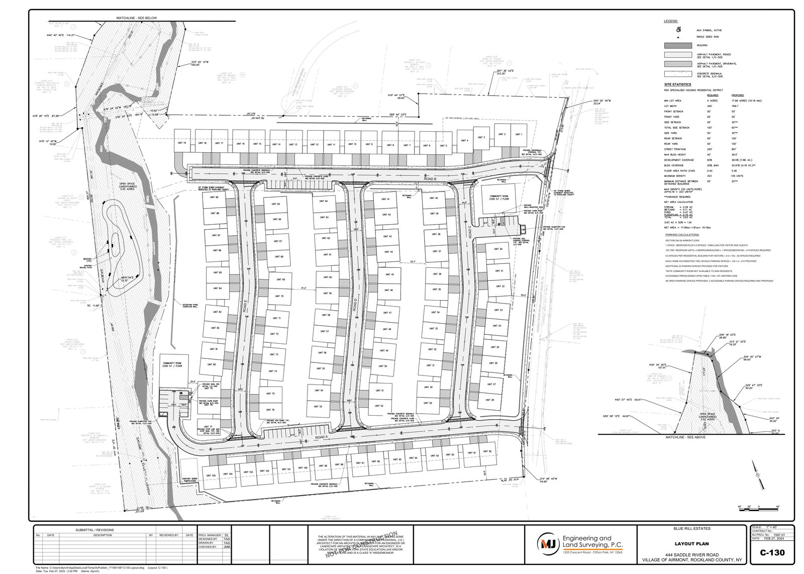 Blue Rill site layout and parking