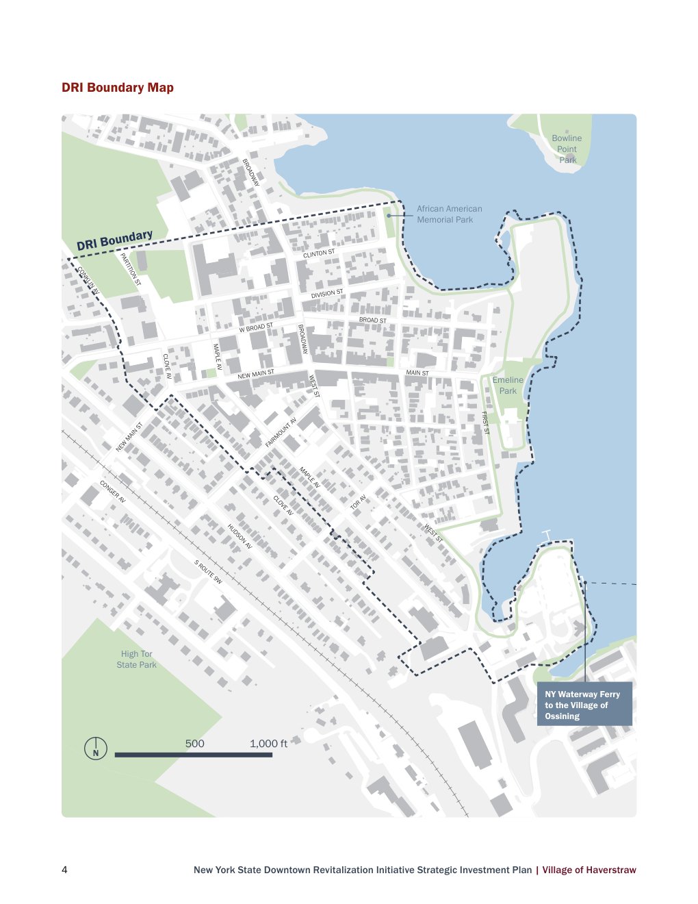 Haverstraw DRI area map (area-wide context, includes the Chair Factory and Village Square area)
